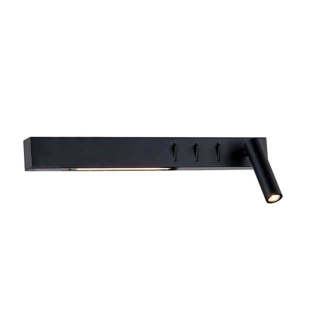 VK Lighting Bar - applique murale avec liseuse à droite - 40 x 17 x 5 cm - 3W + 2 x 6W LED inclus - noir
