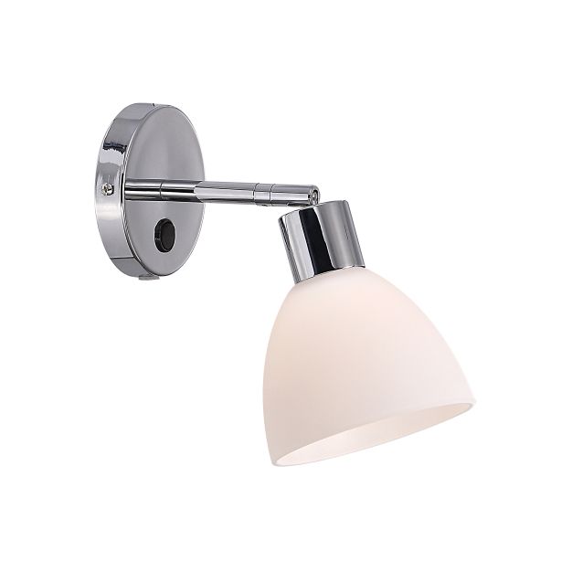 Nordlux Ray 12 - applique murale avec interrupteur - 12 x 20 cm - chrome et blanc opale