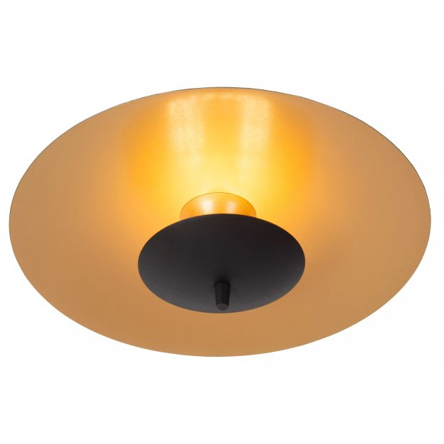Lucide Vulcan - plafonnier - Ø 35 x 12,4 cm - 9W LED dimmable inclus - noir et laiton