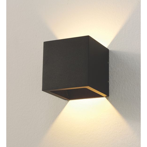 Artdelight Cube - applique murale d'extérieur - 10 x 10 x 10 cm - 6W LED dimmable inclus - IP54 - noir