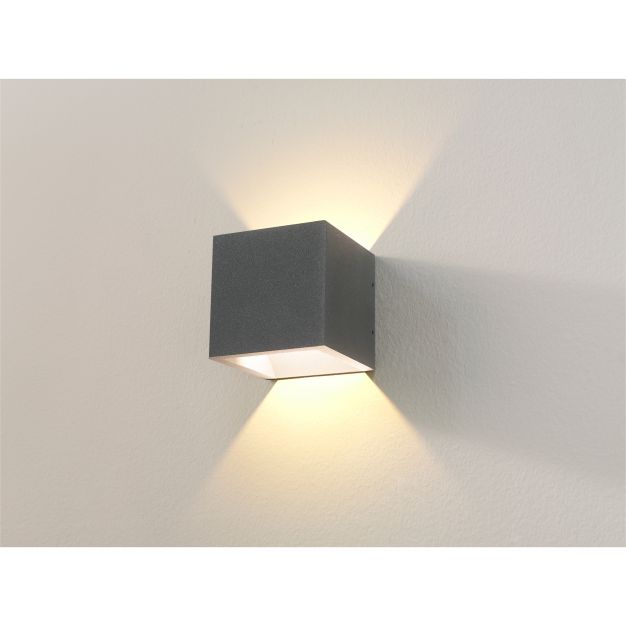 Artdelight Cube - Applique d'extérieur - 10 x 10 x 10 cm - 6W LED dimmable inclus - IP54 - graphite