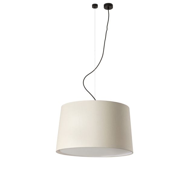Faro Windsor D - lampe suspendue - Ø 64 x 37,5 cm - noir mat et lino