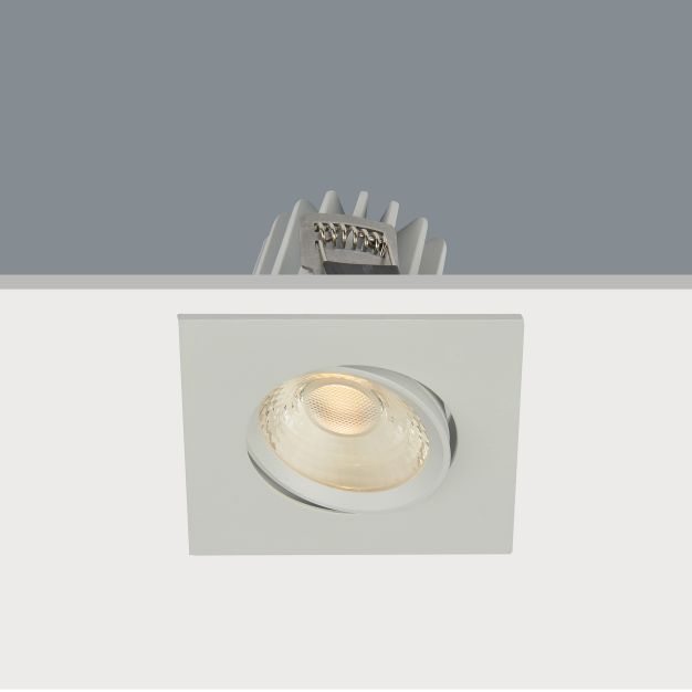 Artdelight Venice 2608 - spot encastrable - 80 x 80 mm, Ø 68 mm encastrable - 8W LED dimmable inclus - IP44 - blanc
