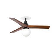 Faro Klim S - ventilateur de plafond avec lumière et rosace encastrée - Ø 92,5 - noir mat et noyer foncé