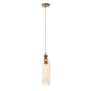 Maxlight Campanila - lampe suspendue - Ø 11 x 158 cm - laiton et ambre