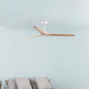 Faro Heywood L - ventilateur de plafond - Ø 132 cm - blanc mat et pin