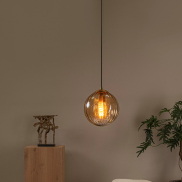 Lucide Monsaraz - lampe suspendue - Ø 25 x 161 cm - ambre