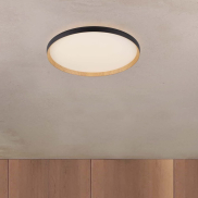 Nova Luce Vomos - plafonnier - Ø 60 x 7 cm - 55W dimmable LED inclus - noir sablé et bois
