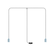 Creative Cables Eiva T-snake - guirlande lumineuse portable - longueur totale de 1,8 mètre - 2 x prise Eiva E27 avec support de câble en silicone - IP65 - bleu doux