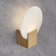 Nordlux Hester - applique murale - 20 x 25,5 x 9,25 cm - fonction Moodmaker à 3 niveaux - 9,5W LED inclus - IP44 - feuille de bois