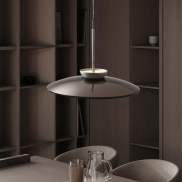 Nova Luce Esti - lampe suspendue - Ø 50 x 240 cm - 21W dimmable LED inclus - nickel brossé et verre brun foncé