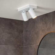 Lucide Taylor - spot en saillie 2L - 24 x 10 x 12,5 cm - 2 x 5W LED dimmable inclus - dim to warm - IP44 - blanc