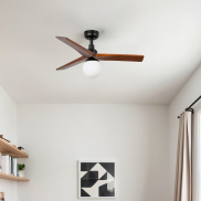 Faro Klim S - ventilateur de plafond avec lumière - Ø 92,5 cm - noir mat et noyer foncé