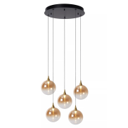 Lucide Gisela - lampe suspendue - Ø 48 x 150 cm - 5 x 3,8W LED dimmable inclus - amber
