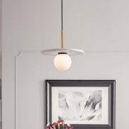 Nova Luce Idor - lampe suspendue - Ø 30 x 185 cm - marbre blanc et verre opale