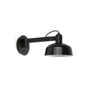 Faro Tatawin - applique - Ø 18,4 x 38 x 15 cm - noir satiné et noir brillant