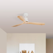 Faro Lantau L - ventilateur de plafond - Ø 132 cm - blanc mat et pin