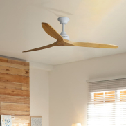 Faro Alo L - ventilateur de plafond - Ø 152 cm - blanc mat et pin