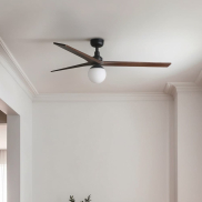 Faro Klim L - ventilateur de plafond avec lumière - Ø 150 cm - noir mat et noyer foncé