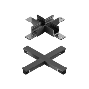 Lucide Linial - système de rails magnétiques - pièce de jonction en X & connecteur électrique - 16 x 16 x 1,7 cm - noir chrome mat