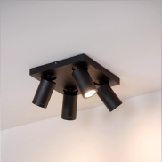 Lucide Taylor - spot en saillie 4L - 24 x 24 x 12,5 cm - 4 x 5W LED dimmable inclus - dim to warm - IP44 - noir