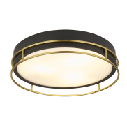 Searchlight Phoenix - plafonnier - Ø 40 x 10 cm - IP44 - noir et laiton
