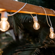 New Garden Allegra - guirlande lumineuse avec sources lumineuses remplaçables - guirlande de 8m dont 3,25m de cordon - 10 ampoules LED incluses - IP44 - blanc