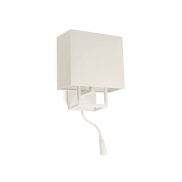 Faro Vesper - applique murale avec interrupteur - 22 x 15 x 45 cm - 1W LED incl. - blanc et beige