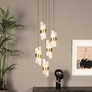 Lucide Kligande - lampe suspendue - Ø 30 x 150 cm - 5 x 7,8W LED inclus - or