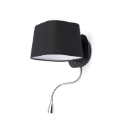 Faro Sweet - applique murale avec interrupteur - 20 x 24,5 x 45 cm - 1W LED inclus - noir mat