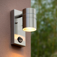 Lucide Arne 1 - Applique d'extérieur avec détecteur de mouvement - 6,3 x 12 x 16,3 cm - 5W LED inclus - IP44 - chrome satiné