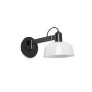 Faro Tatawin - applique - Ø 18,4 x 38 x 15 cm - noir satiné et blanc brillant