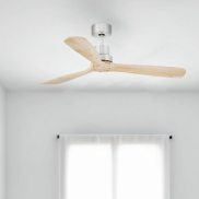 Faro Lantau L - ventilateur de plafond - Ø 132 cm - nickel mat et pin