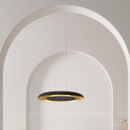 Nova Luce Epos - lampe suspendue - Ø 60 x 145 cm - 38W dimmable LED inclus - noir sablé et or brossé