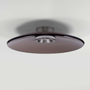 Nova Luce Esti - plafonnier - Ø 50 x 10,6 cm - 33W dimmable LED inclus - nickel brossé et verre brun foncé