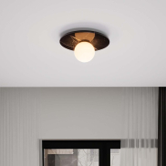 Nova Luce Idor - plafonnier - Ø 30 x 15,5 cm - marbre noir et verre opale