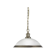 Searchlight Bistro - lampe suspendue - Ø 34 x 77 cm - albâtre et laiton antique