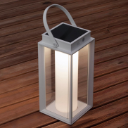 Nova Luce Verhal - lampe de table portable à énergie solaire avec port USB - 16 x 47,5 x 16 cm - 2W dimmable LED inclus -  IP54 - blanc sablé