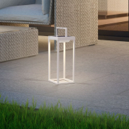 Nova Luce Tegolo - lampe de table portable à énergie solaire avec port USB - 15,1 x 39,2 x 16,6 cm - 2W LED inclus -  IP54 - blanc sablé