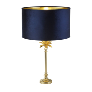 Searchlight Palm - lampe à poser - Ø 40 x 65 cm - laiton satiné et bleu