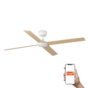Faro Rudder L 4 Tuya Smart - ventilateur de plafond - Ø 132 cm - blanc mat et frêne