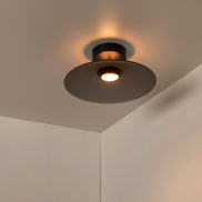 Lucide Menga - plafonnier - Ø 40 x 16 cm - 12W LED dimmable inclus - fumé