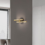 Nova Luce Amica - applique murale - 6 x 8 x 53,5 cm - 12W dimmable LED inclus - noir sablé et or