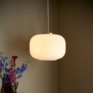 Nordlux Milford 30 - lampe suspendue - Ø 30 x 238 cm - blanc opale et laiton