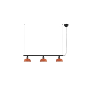 Faro Tatawin S - suspension - 100 x 18,4 x 210 cm - noir satiné et orange rougeâtre brillant