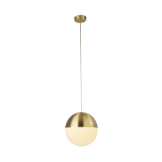 Searchlight Endor - lampe suspendue - Ø 25 x 150 cm - laiton satiné et blanc opale