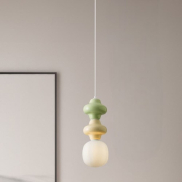 Nova Luce Clio - lampe suspendue - Ø 18 x 215 cm - vert, jaune, blanc et verre opale