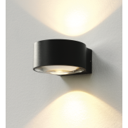 Artdelight Hudson - applique murale - 10,5 x 11,8 x 6,5 cm - 2 x 4W LED dimmable inclus - IP54 - noir