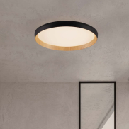Nova Luce Vomos - plafonnier - Ø 40 x 7 cm - 36W dimmable LED inclus - noir sablé et bois