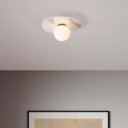 Nova Luce Idor - plafonnier - Ø 30 x 15,5 cm - marbre blanc et verre opale